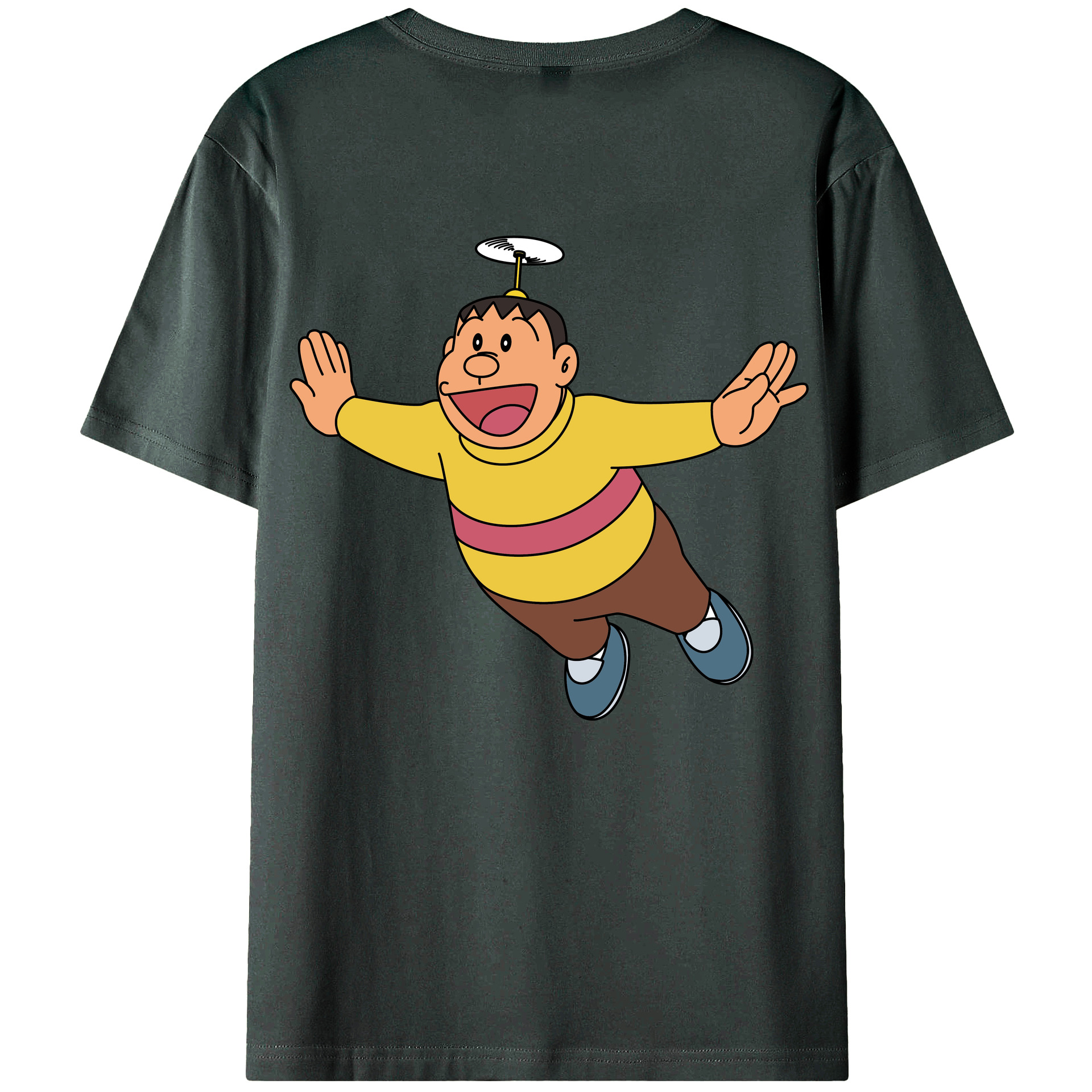 （画像用） ドラえもん 剛田武 Doraemon Gouta Takeshi 綿100％ メンズ半袖Tシャツ（バックプリント） 通気性